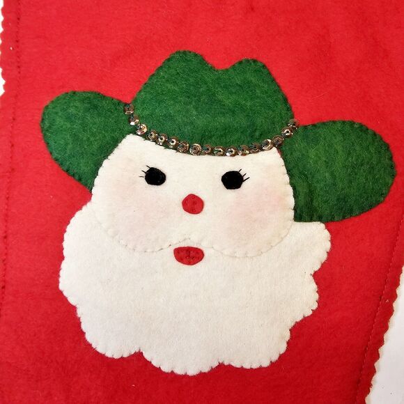 Vintage Double Sided Felt Sequin Christmas Cowboy Stocking Handmade 19" 1950's - Picture 5 of 16